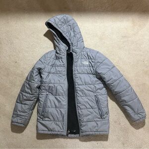 The North Face Gray Girls Size 14 Reversible Quilted Hooded Jacket